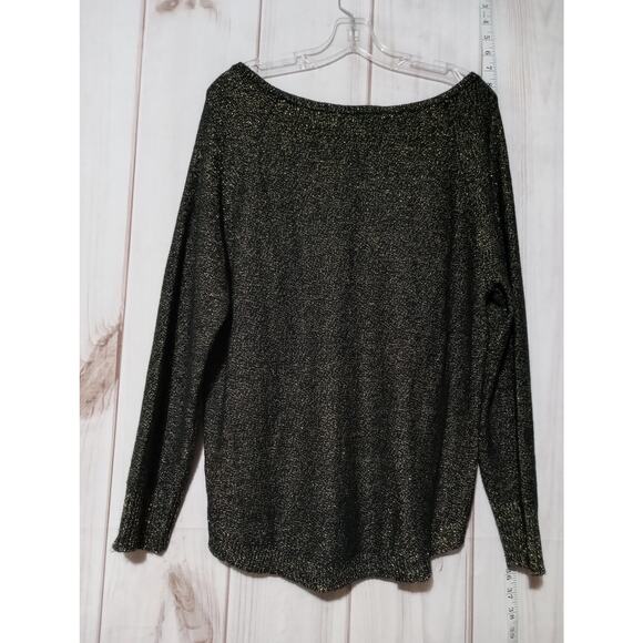 Bisou Bisou Sweater Womens Large Metallic Pullover Hi Low Zipper Long Sleeve - Picture 4 of 7